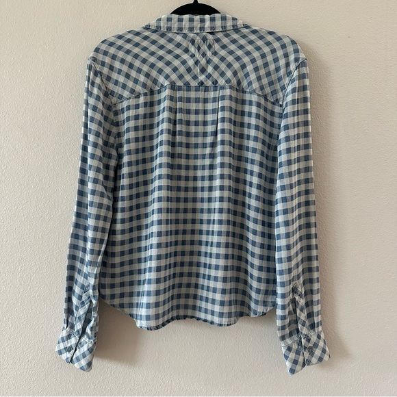 rails dana mini checkered tencel lyocell button up long sleeve top - Picture 3 of 7